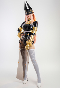 Falslander Hemet Nethel Neco Figma Cosplay Costume Bodysuit and Vest with Thigh Socks and Mask