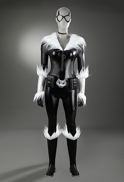 Fortnite Black Cat Cosplay Costume Jumpsuit with Gloves Belt