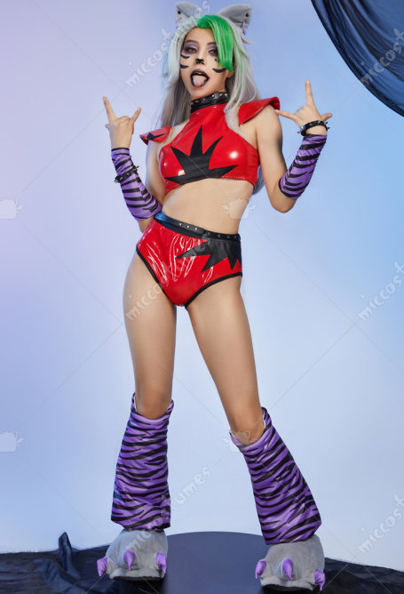 Five Nights at Freddy's: Security Breach Roxanne Wolf Cosplay Costume Top and Shorts with Shoes and Belt