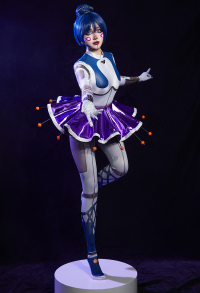 Five Nights at Freddy's Ballora Cosplay Costume Bodysuit and Skirt with Earrings and Underskirt