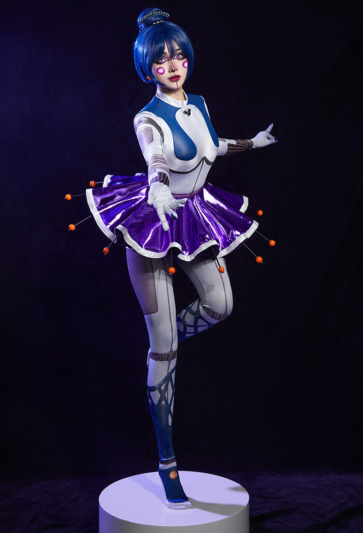 Five Nights at Freddy's Ballora Cosplay Costume Bodysuit and Skirt with Earrings and Underskirt
