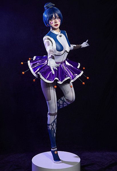 Five Nights at Freddy's Ballora Cosplay Costume Bodysuit and Skirt with Earrings and Underskirt