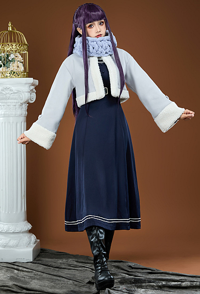 Friren: Beyond Journey's End Fern Cosplay Costume Dress and Jacket with Scarf Belt