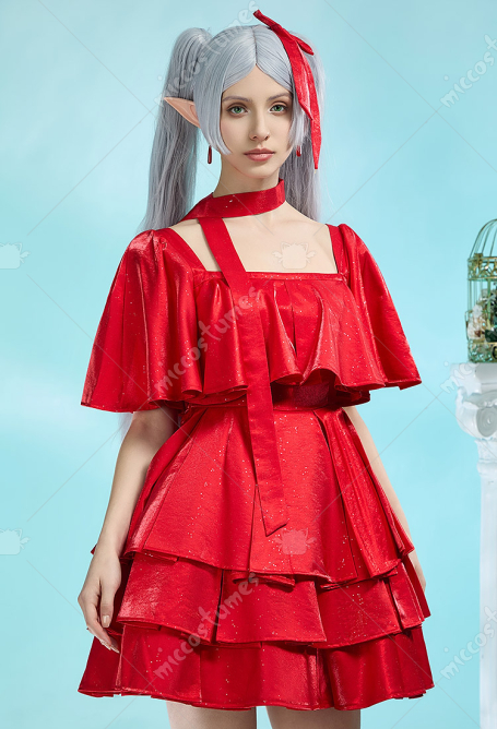 Friren: Beyond Journey's End Friren Cosplay Costume Dress with Ears and Earrings