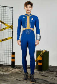 Fallout Cosplay Costume Vault 33 Suit Men's Jumpsuit and Belt with Brooch
