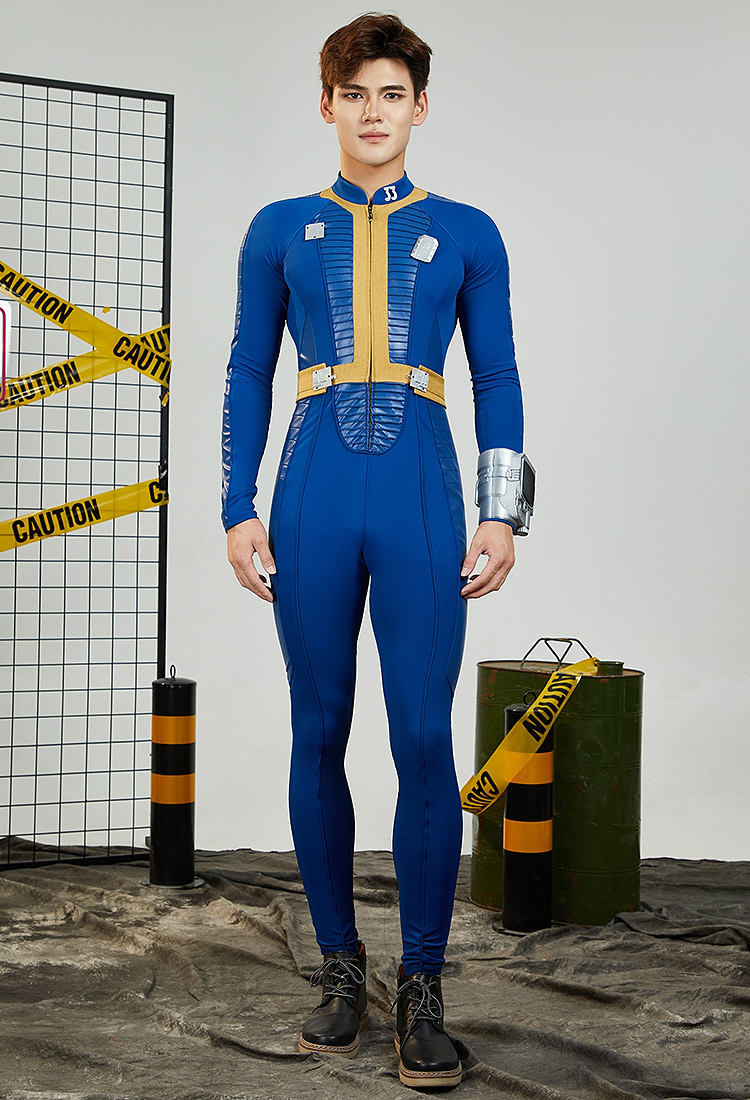 Fallout Cosplay Costume Vault 33 Suit Men's Jumpsuit and Belt with Brooch