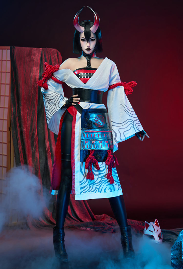 Game The night rose Costume EPIC Outfit Top Pants with Kimono