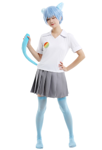 The Amazing World of Gumball Nicole Watterson T-shirt and Skirt Set Cosplay Costume with Stockings and Tail