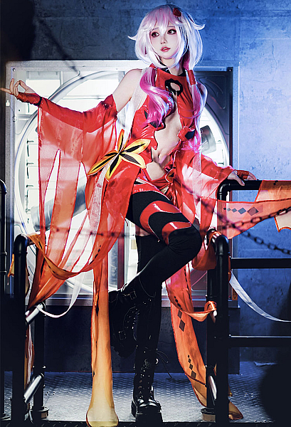 Guilty Crown Inori Yuzuriha Cosplay Costume Goldfish Outfits Cutout Bodysuit with Gloves