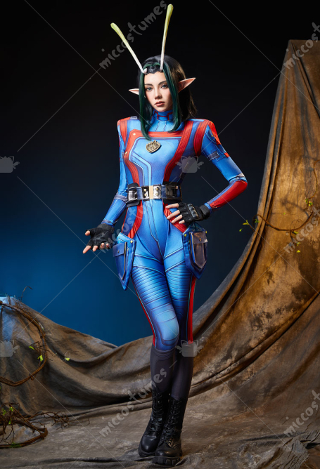 Rival Girl Super Heroine Halloween Cosplay Costume Bodysuit with Belt and Gloves