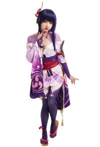 Genshin Impact Raiden Shogun Uniform Set Cosplay Costume Outfits with Waist Seal and Other Accessories