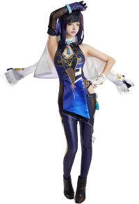 Genshin Impact Yelan Cosplay Costume Halter Bodysuit with Cloak Set with Complete Accessories
