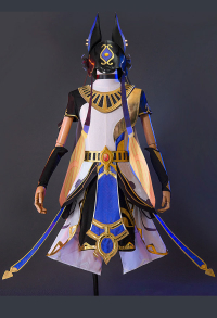 Genshin Impact Cyno Cosplay Costume Top and Pants with Skirt and Sleeves