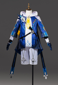 Genshin Impact Knights of Favonius Mika Cosplay Costume Hoodie and Pants with Jacket and Gloves