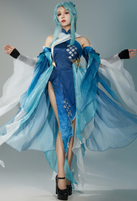 Guiping Genshin Impact Cosplay Damen Game High Cut Criss Cross Kleid Handschuhe Haar Zubehör Cosplay Kostüm