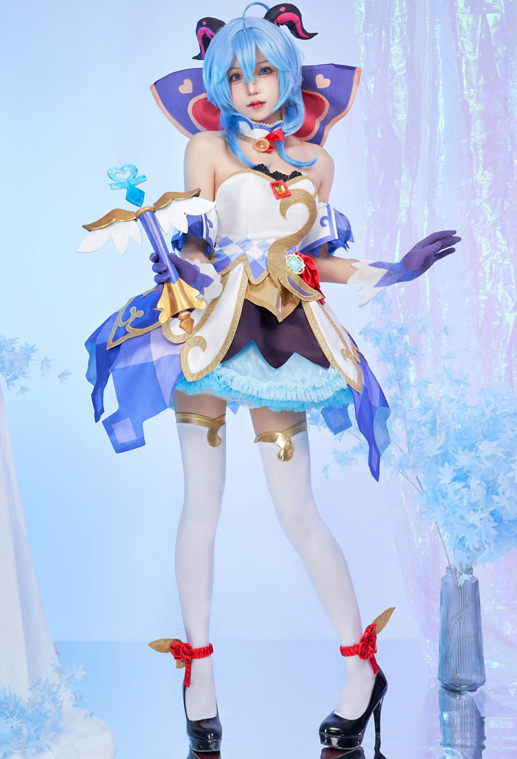 Miccostumes x akuoart Genshin Impact Magical Girl Ganyu Cosplay Costume Top and Skirt with Choker and Gloves