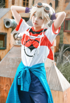 Genshin Impact x Keep Bennett Cosplay Costume Shirt Sweater Shorts Set with Gloves Socks