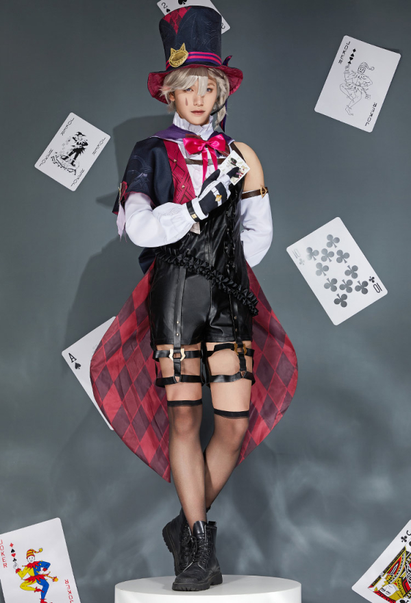 Genshin Impact Lyney Cosplay Costume Bodysuit and Hat with Shawl and Gloves
