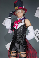 Genshin Impact Lyney Cosplay Costume Bodysuit and Hat with Shawl and Gloves