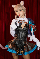 Genshin Impact Lynette Cosplay Costume Bodysuit and Cloak with Stockings and Tail