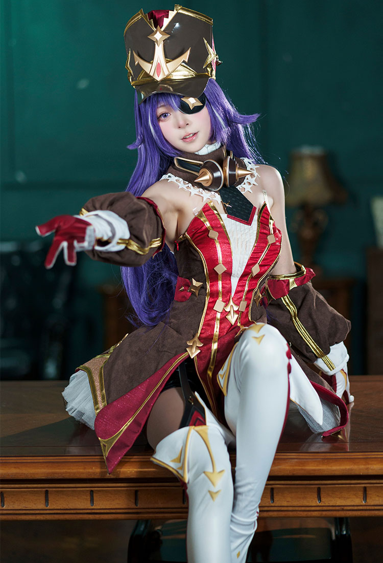 Genshin Impact Chevreuse Cosplay Costume Halter Dress and Hat with Stockings Gloves