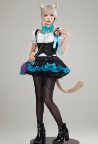 Lynette Derivative Uniform Set Lantern-Sleeve Blouse and Vest with Skirt Badge Cosplay Costume