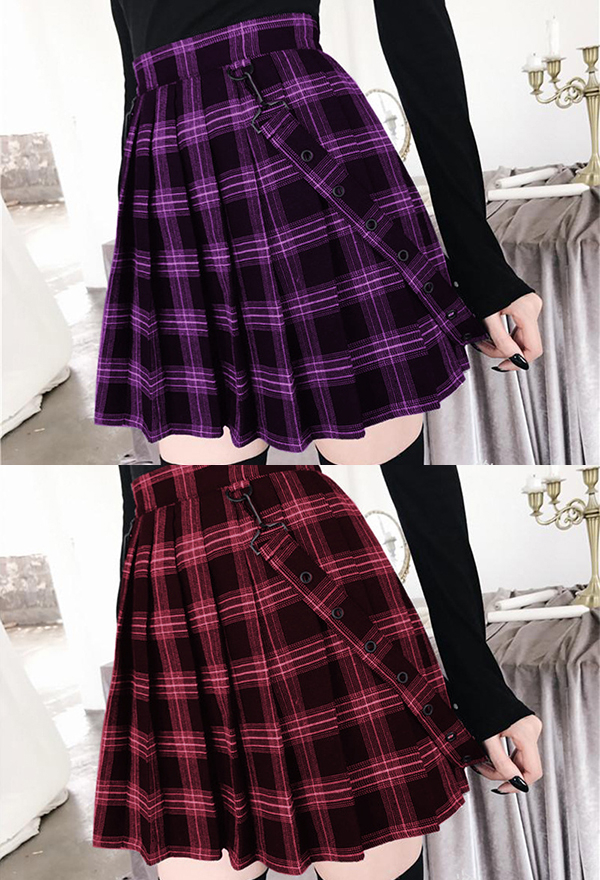 Aesthetic Plaid Pleated Mini Lolita Dress Women E Girl Harajuku