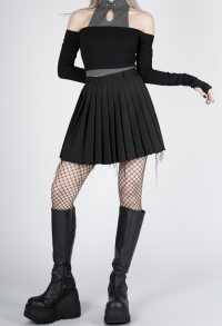 Gothic Cyberpunk Dark Style Cheongsam Collar Cold Shoulder Long Sleeve T Shirt Blouse Women Fitted Crop Top Short Top