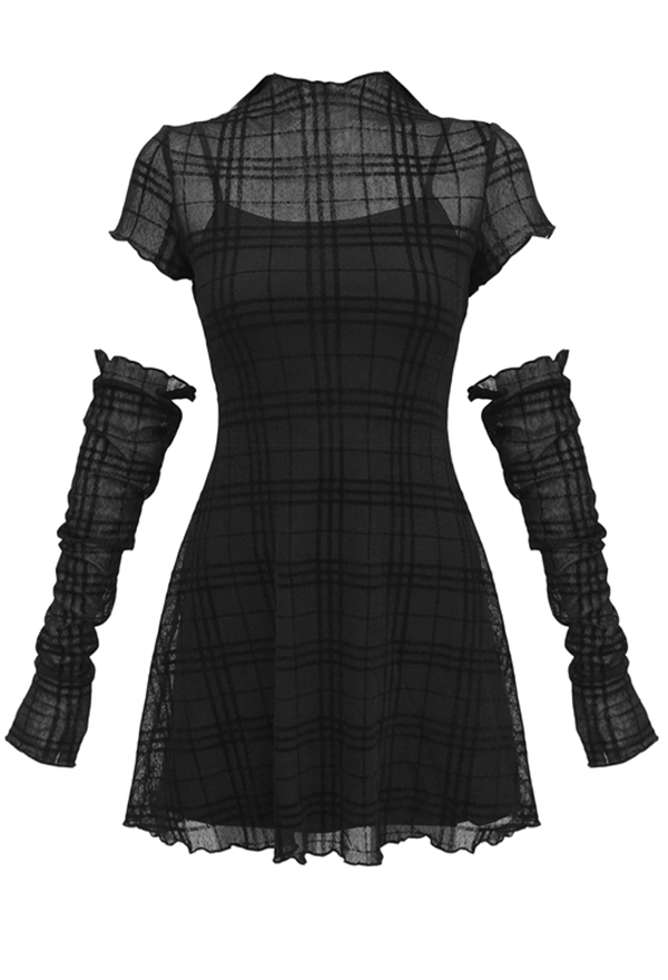 plaid and black dress Plaid Babydoll Dress main image 1