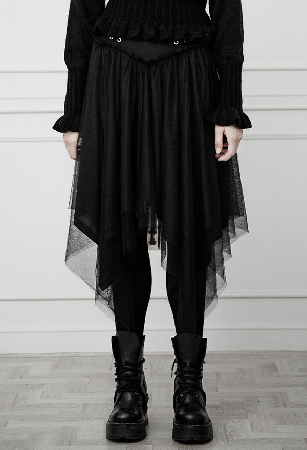 Punk Rave High Waist Lace Up Skirt - Dark Style Gothic
