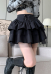Woman Gothic Cool Dark Style Tie-Front Ruffled Net Yarn Spliced Cake Skirt Costume Outfit