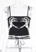Woman Gothic Cool Dark Style Bone Hands Pattern Tie-Front Backless Lingerie Vest Top Costume Outfit