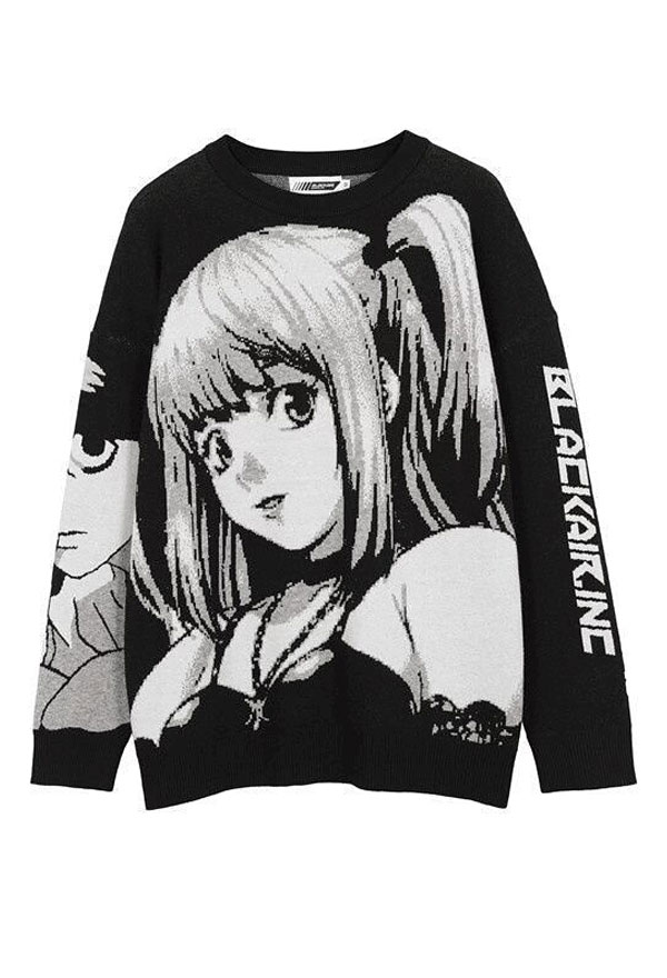 Cosplay.fm Gothic Graphic Pullover Sweater Anime Pattern Round Neck Long Sleeves Sweater
