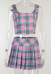 Women Y2K Retro Style Plaid Vest and Skirt Set Buckle Straps Tank Top and Mini Pleated Skirt