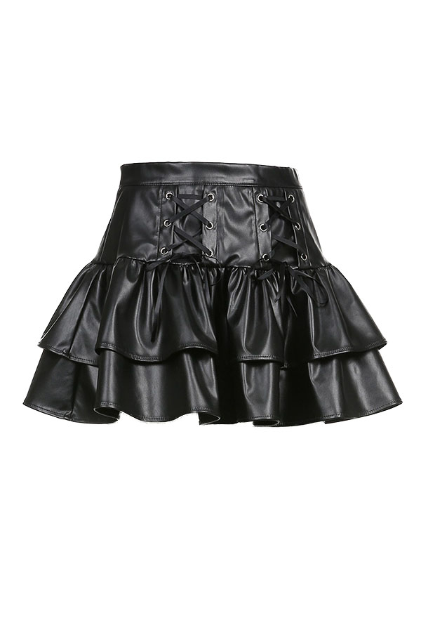 Jupe Courte Noire Style Gothique Sombre Sexy en Cuir PU