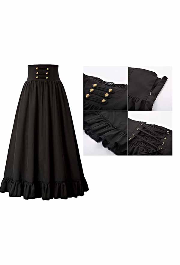ORR★25SS★Original Lu Skirt NY Collection Plaid Knee-Length Skirt High-Low Hem Black