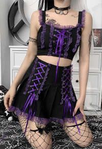 Gothic Rock Crisscross Spitze Rüschen Punk Rock