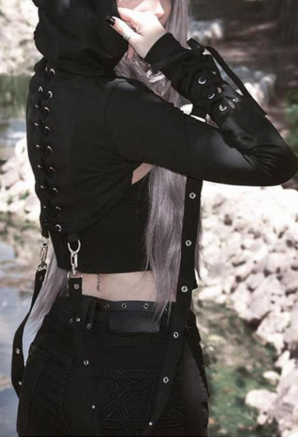 Goth Lace-Up Polyester Crop Top – GTHIC