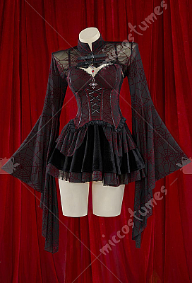 women's red and black sexy dress for a vampire coronation Victorian Costume, Black/Red / S adjustable lacing Dark Red Gothic Vampire Wedding
