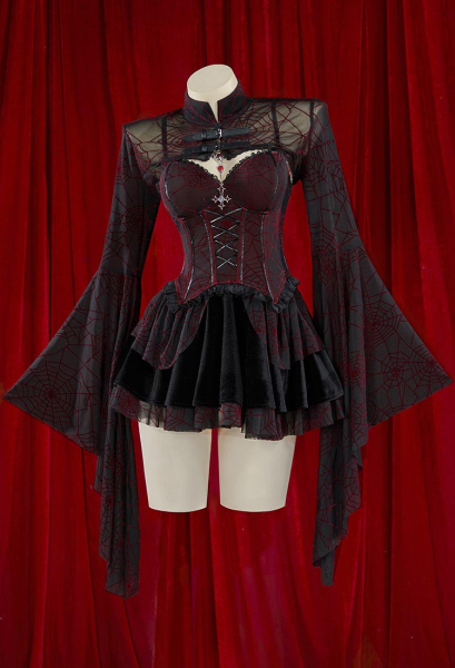 white christmas dresses Vampire Countess Rib Cage Corset Mermaid Dress | Cosplay Costume