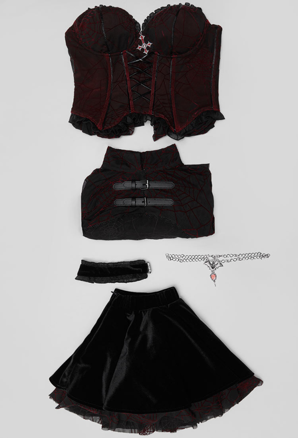 Gothic Black and Red Vampire Corset Dress Set - Halloween Cosplay | Top  Quality Outfits for Sale
