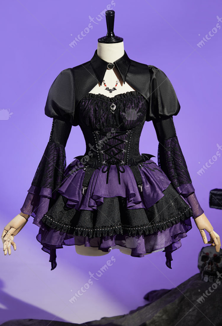 MH Elissabat Derivative Gothic Corset Skirt Cosplay Costume with Waist Girdle and Multi-layered Skirt with Cover-up
