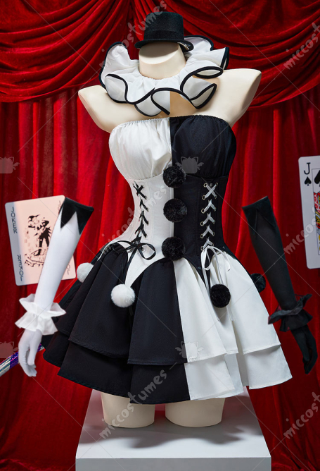Art Clown Derivative Halloween Black and White Color-blocked Corset Dress Set Tube Top and Skirt with Socks