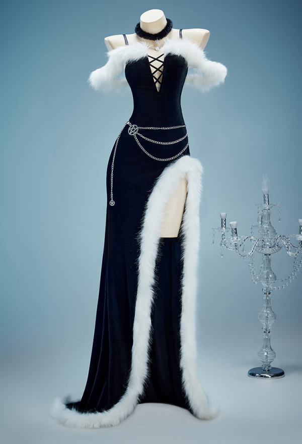 white christmas dresses Black Cocktail Dress with Sleeves | Gothic Party Dresses main image 0