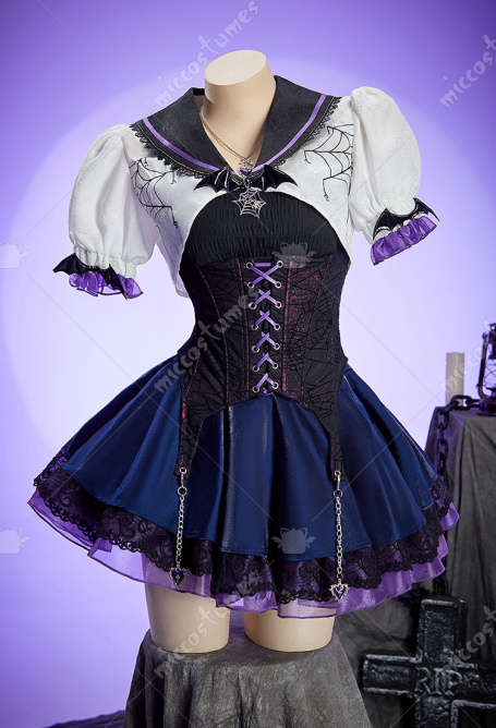 MH Opera Derivative Gothic Outfit Vest and Spiderweb Corset with Multi-layered Skirt and Bolero Jacket