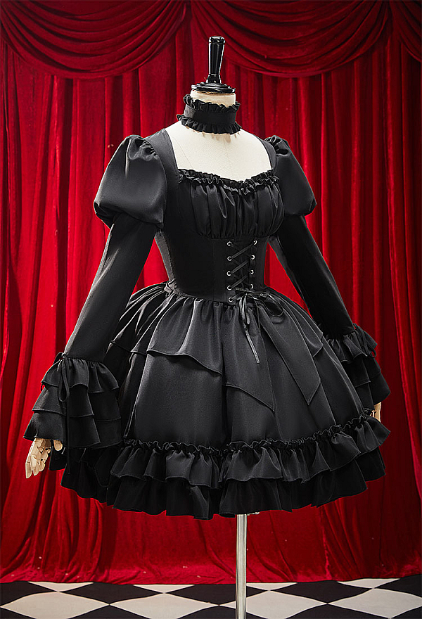 black lolita dress Lolita Dark Girl Nancy Halloween Princess Long Sleeve Dress Sugarplum Store