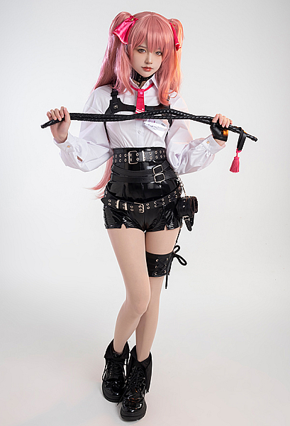 Nikke: The Goddess of Victory Yuni Cosplay Costume Women's White Shirt and Shorts Set with Belts and Necktie