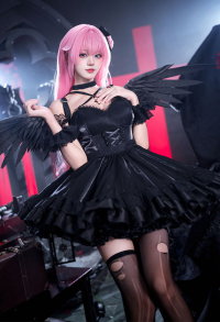 Goddess of Victory: Nikke Dorothy Dawn Party Cosplay Costume Black Dress with Socks and Belt