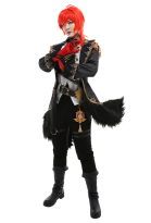 Genshin Impact Diluc Ragnvindr Printed Pattern Tassel Decorted Uniform Set Cosplay Costume Outfit with Belt Gloves Tie Accessories