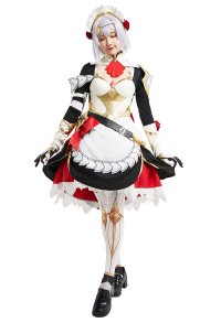 Genshin Impact Noelle Uniform Set Cosplay Costume Outfits with Crinoline and Other Accessories